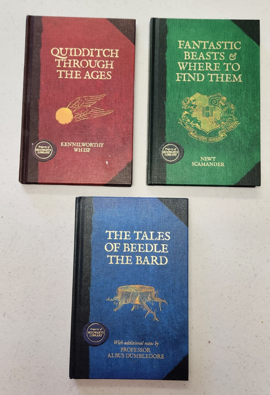 Harry Potter Hogwarts Library 3 Books Quidditch Fantastic Beasts Beedle the Bard